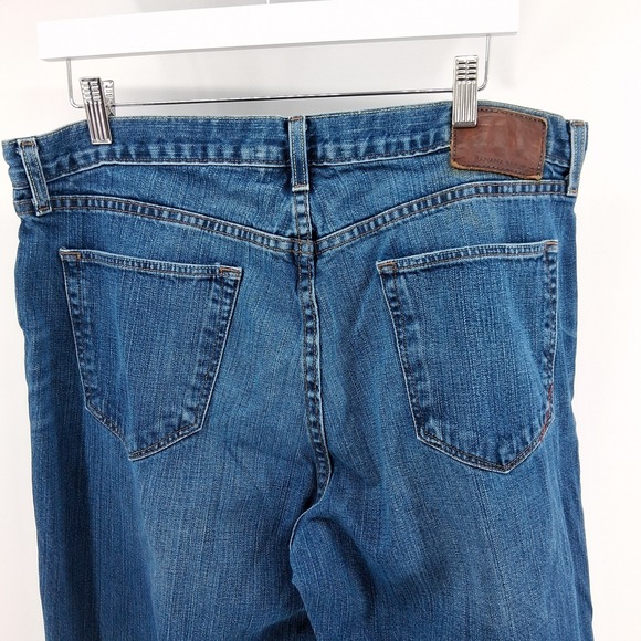 Banana Republic Dark‎ Blue Jeans Mens 36x34 Mid Rise Wide Leg Dark Wash Western - Picture 8 of 14